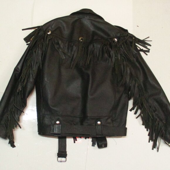 Nickelson Vintage 1990s Fringe Motocycle Biker Insolater Leather Jacket Size M - Picture 6 of 6